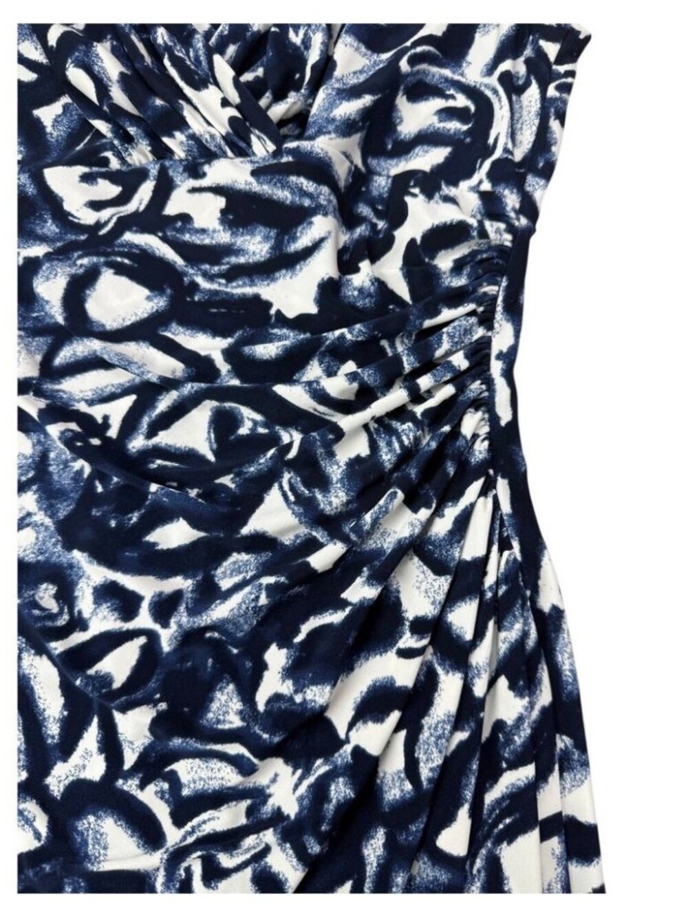 LAUREN Ralph Lauren Printed Ruched Sheath Dress Size 4 PETITE - Picture 5 of 6